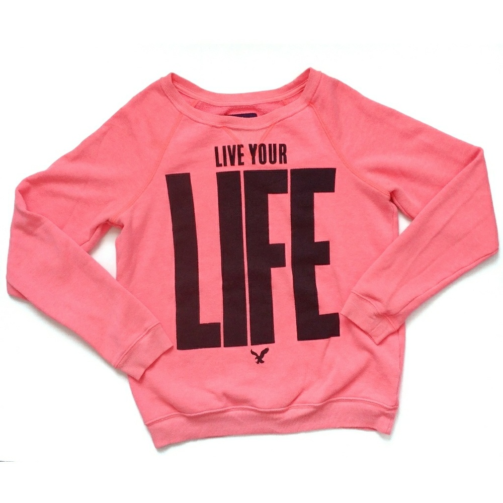 3/$20 Y2K America Eagle Pink Live Your Life Crewneck Pullover Small